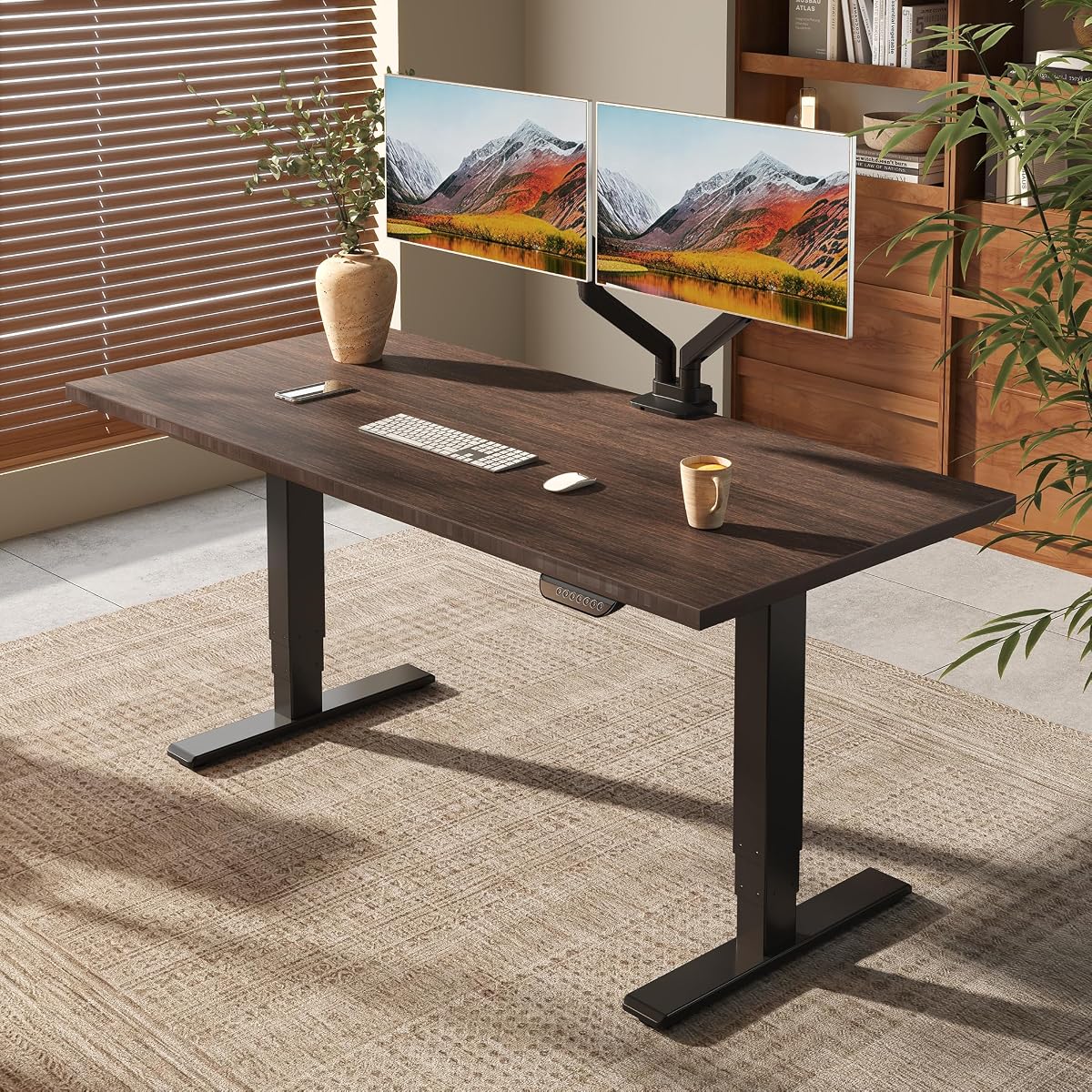 FLEXISPOT E6 MAX Bamboo 55x28 Inch Dual Motor 3-Stage Heavy Duty Standing Desk
