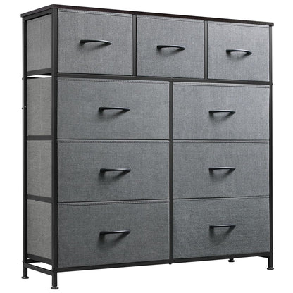 Tall Dresser for Bedroom, 9 Drawer Chest of Drawers, Dark Grey