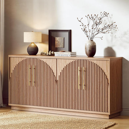 65" Arched Sideboard Buffet Cabinet with Storage, Fluted Credenza