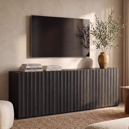 Sideboard Cabinet, 94.11" Buffet Fluted Cabinet, Charcoal Oak