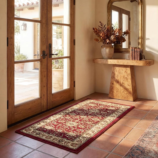 SAFAVIEH Lyndhurst Collection Accent Rug - 2'3" x 4', Red & Ivory, Traditional Oriental Design, Non-Shedding & Easy Care, Ideal for High Traffic Areas in Entryway, Living Room, Bedroom (LNH212F)