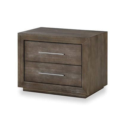 Solid Wood Nightstand, 2-Drawer with USB, Melbourne - Dark Pine