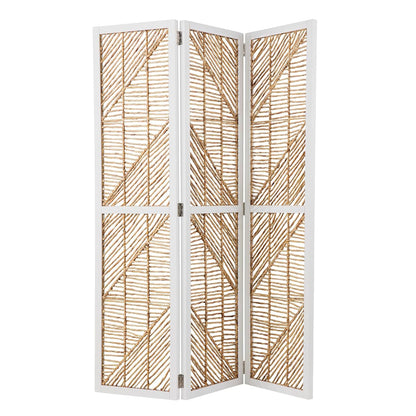 Quilino Woven Room Divider/Screen - Bohemian Design, Natural Rattan - Solid Wood, Fully Assembled - Ideal for Living Room, Home Office (HZ1153466)