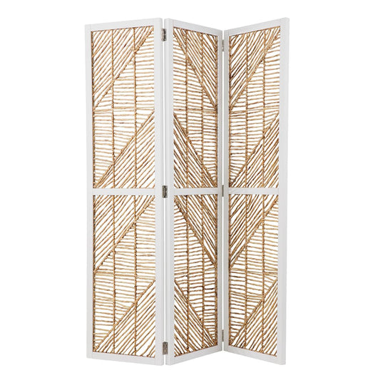 Quilino Woven Room Divider/Screen - Bohemian Design, Natural Rattan - Solid Wood, Fully Assembled - Ideal for Living Room, Home Office (HZ1153466)