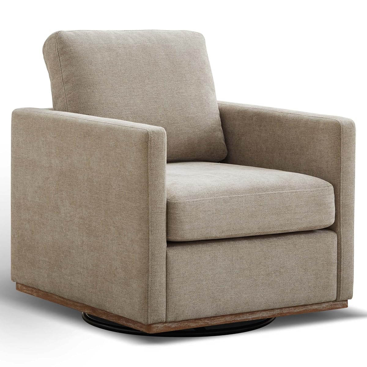 30.7" W Swivel Accent Chair, Mid Century Modern Swivel Chair for Living Room, Comfy Small Accent Chair, Wavy Chenille, Taupe