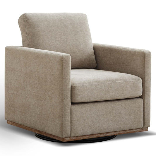 30.7" W Swivel Accent Chair, Mid Century Modern Swivel Chair for Living Room, Comfy Small Accent Chair, Wavy Chenille, Taupe