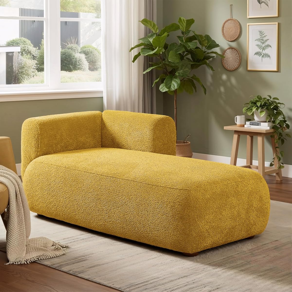 64" Boucle Indoor Chaise Lounge for Living Room and Bedroom