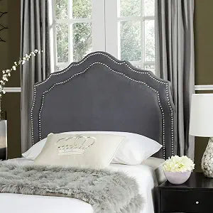 Safavieh Mercer Collection Skyler Grey Silver Nailhead Headboard