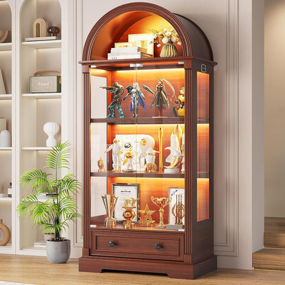 Curio Cabinet with Glass Doors & LED Lights