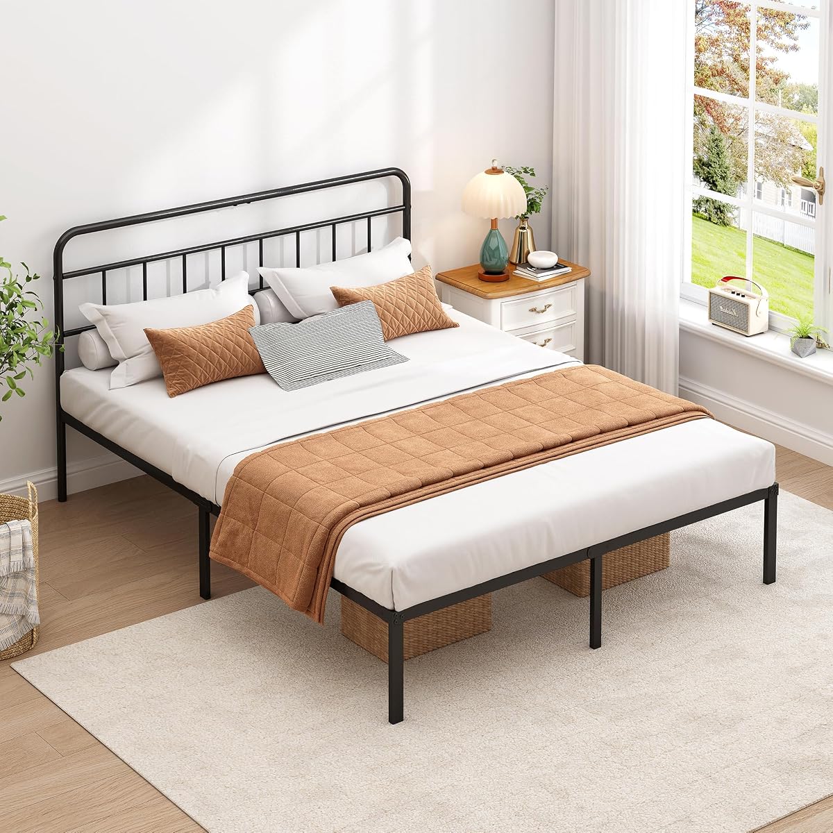 Full Bed Frame with Classin Headboard, Black