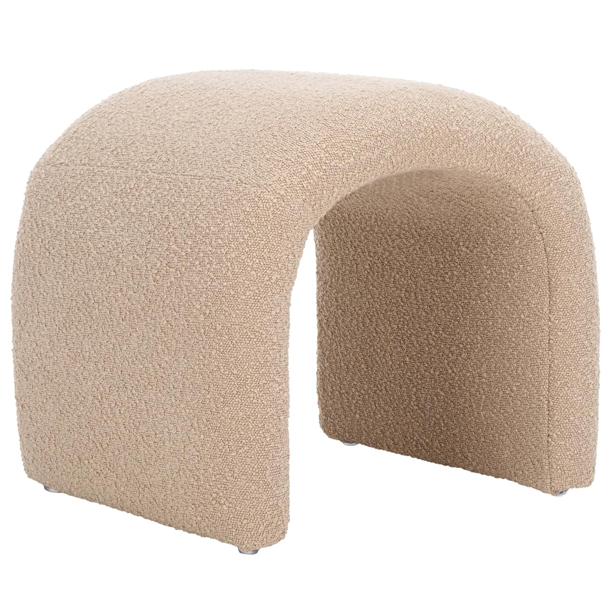 SAFAVIEH Home Collection Kibo Tan Boucle Waterfall Curved Ottoman (Fully Assembled)