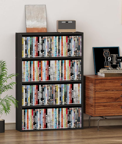 DVD Storage Cabinet Shelf, 4 Tier Media Storage Tower for CDs & Video Games