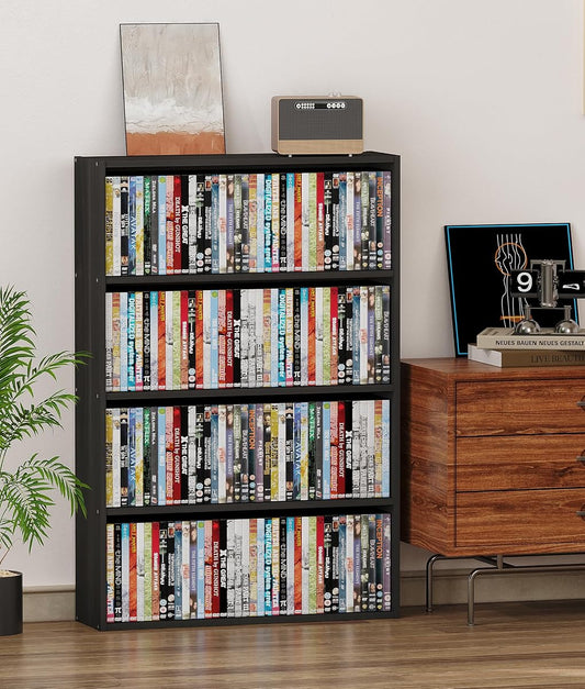 DVD Storage Cabinet Shelf, 4 Tier Media Storage Tower for CDs & Video Games