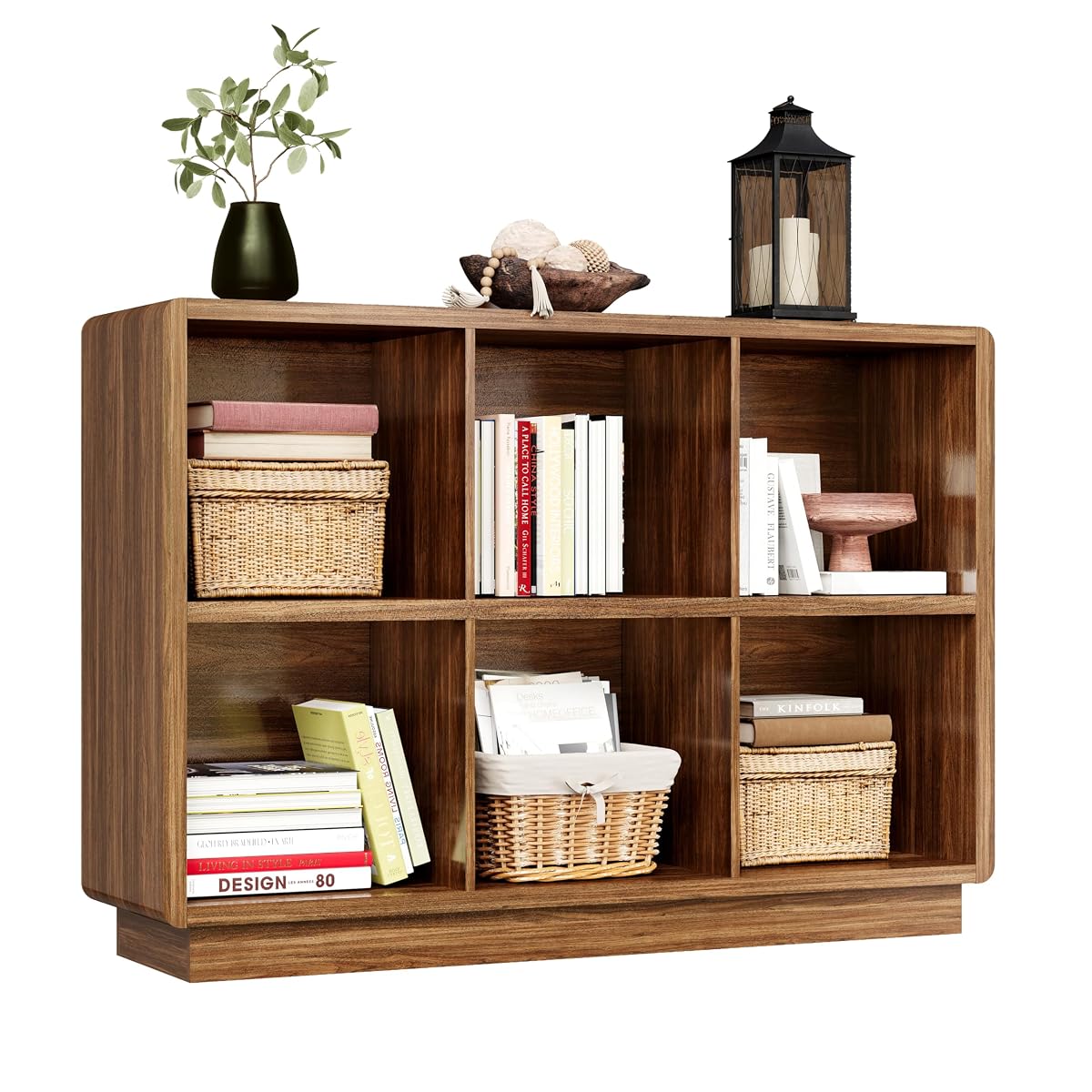 6 Cube Storage Organizer, Wooden Bookcase with Storage, 43 Inch
