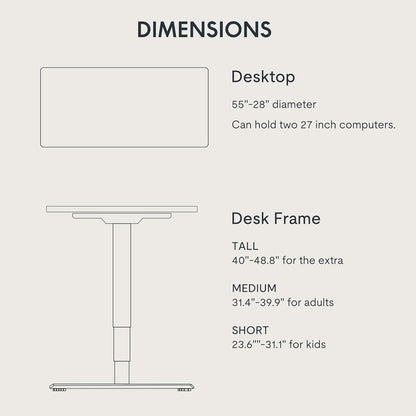 E6 3-Stage Dual Motor Electric Standing Desk 55 X 28 Sit Stand up Desk, Holds 220 Lbs, Adjustable Height W/Memory Presets, One-Piece Black Desktop & Black Frame, Ships in 2 Boxes