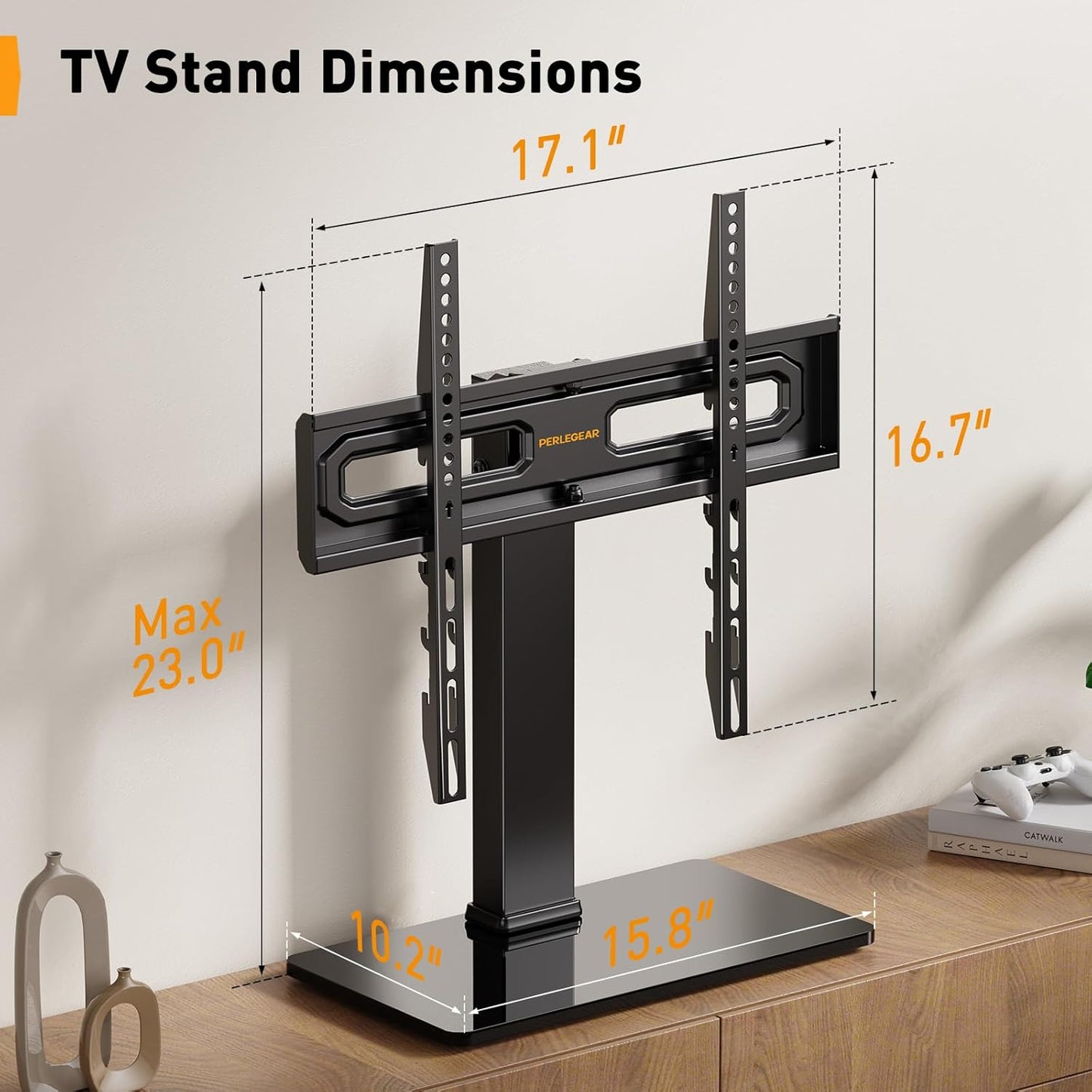 TV Stand Mount, Universal Swivel TV Stand for 32–65 Inch LCD/LED/OLED Tvs up to 88 Lbs, TV Legs with Tempered Glass Base, Height Adjustable TV Base Stand with Tilt, Max VESA 400X400Mm