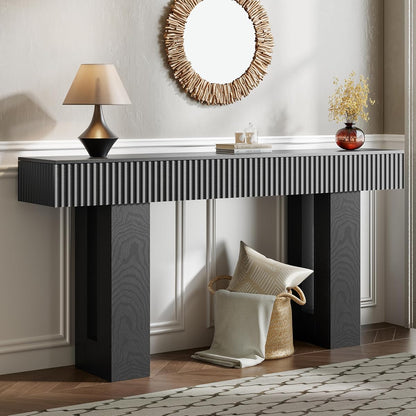 63-Inch Long Entryway Console Table with a Fluted Design