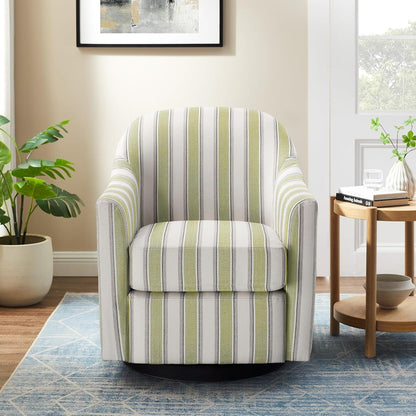 Swivel Accent Chair, Swivel Barrel Chair Modern Upholstered Round Armchair, Comfy Club Reading Chairs for Adults, Reading Accent Chairs for Living Room, Bedroom, Office (Green Stripe)