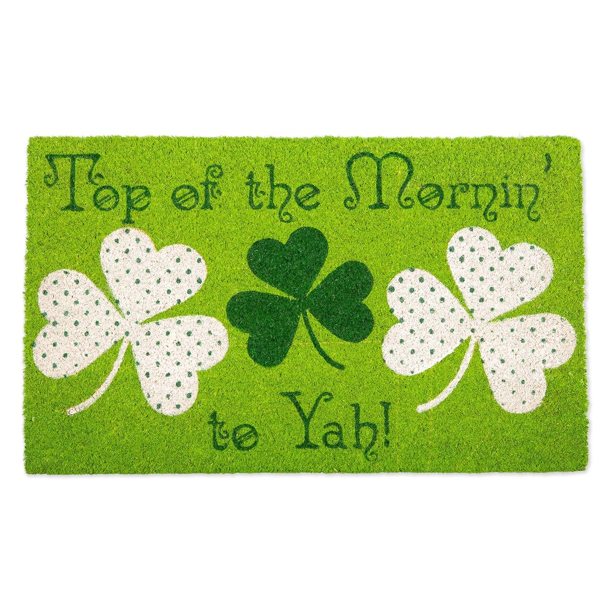 Indoor/Outdoor Natural Coir Fiber Spring/Summer Doormat, 17x29, Top of The Mornin' to Yah!