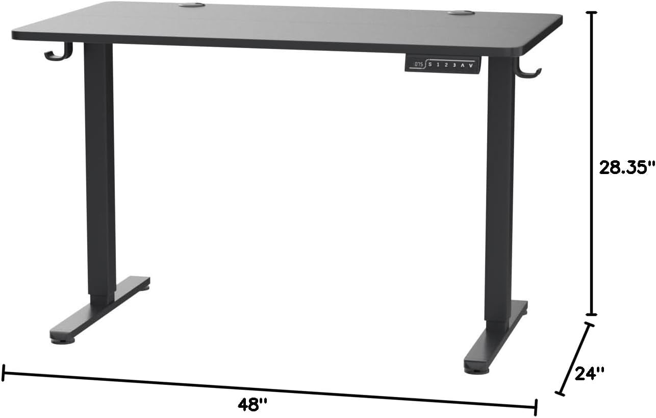Height Adjustable Electric Standing Desk, 48 X 24 Inches Sit Stand up Desk, Memory Computer Home Office Desk, Black