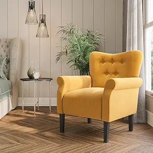 Modern Accent Chair, High Back Armchair, Upholstered Wingback Side Chair, view 2