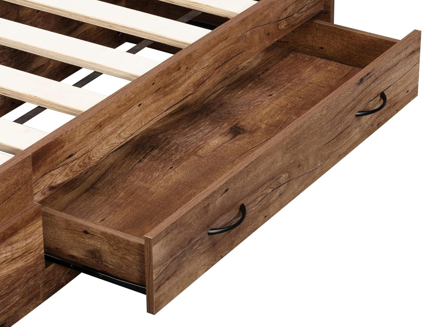 Model 6008K Twin Sized Bookcase Headboard and Twin Sized Platform Bed Combo in Mountain Oak