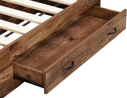 Model 6008K Twin Sized Bookcase Headboard and Twin Sized Platform Bed Combo in Mountain Oak
