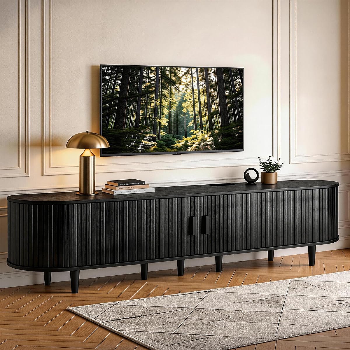 MXV 80" TV Stand with Sliding Doors for Living Room