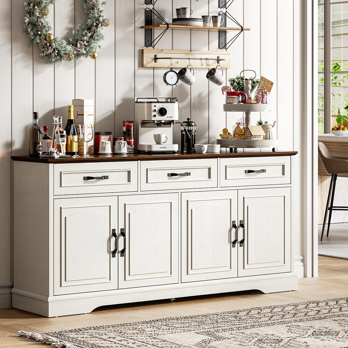 66" Large Sideboard Buffet Cabinet with Storage, Farmhouse Buffet Sideboard