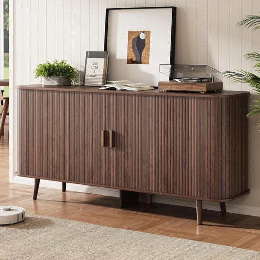 63" Fluted Sideboard Buffet Cabinet with Sliding Door