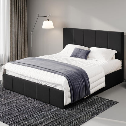 Full Size Black Velvet Platform Bed