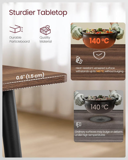Dining Table for 4-6 People, Modern Farmhouse Dining Room Table, Quick Assembly, Heat-Resistant Tabletop, 55.1 X 29.5 X 29.5 Inches, for Kitchen, Natural Walnut and Ink Black UKDT100K02V2