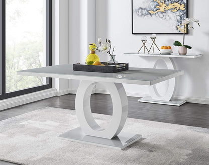 Giovani Modern Stylish Grey/White High Gloss Glass Dining Table and 6 Modern Lorenzo Chairs Set (Dining Table Only)