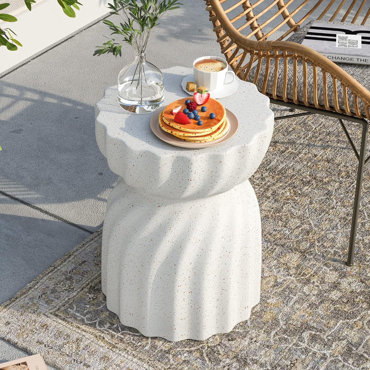 Outdoor Side Table, 19" H Outdoor Accent End Table, Patio Side Tables Coffee Tables, Garden Stool and Plant Stand for Patio, Garden, Living Room, and Backyard