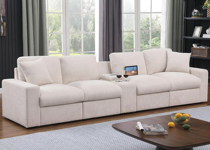 Living Room Sofa Set for 4 Seater with Console, Perfect for Apartment, Airbnb, Playroom