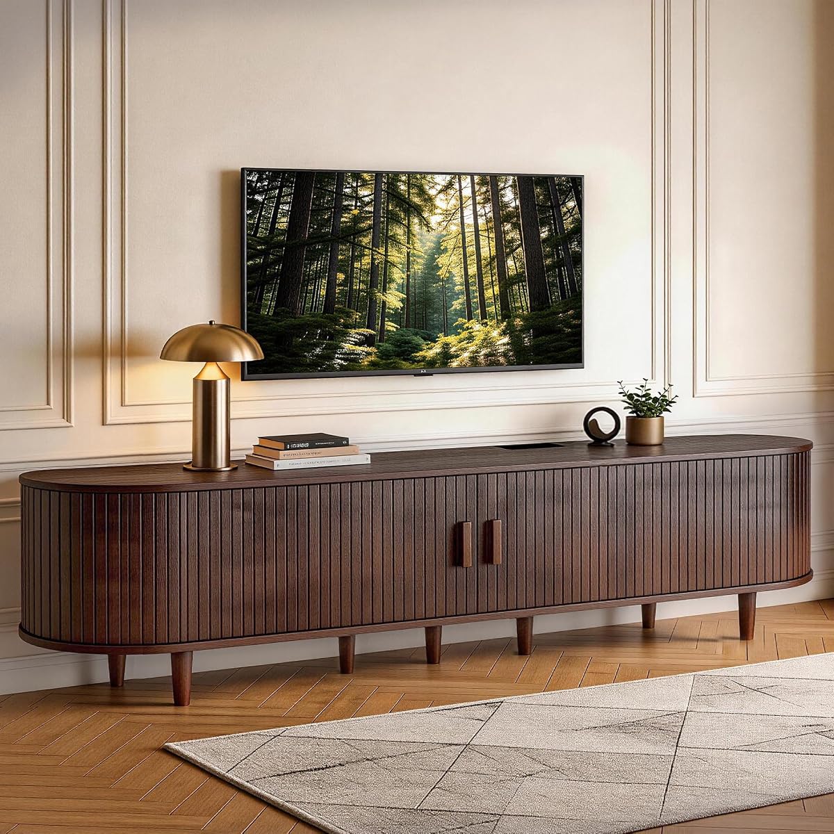 80" TV Stand with Sliding Doors for Living Room