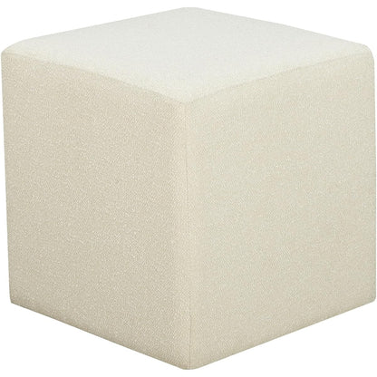 Warren 18" Cube Ottoman, Urban Transitional, Fully Assembled, Soft Boucle Fabric, Snow