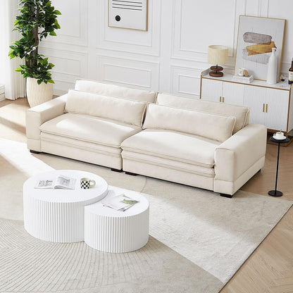 Mid-Century 104.72" Sofa Couch Modern Upholstered Couch for Living Room,Bedroom,Apartment,Office,Home,Beige