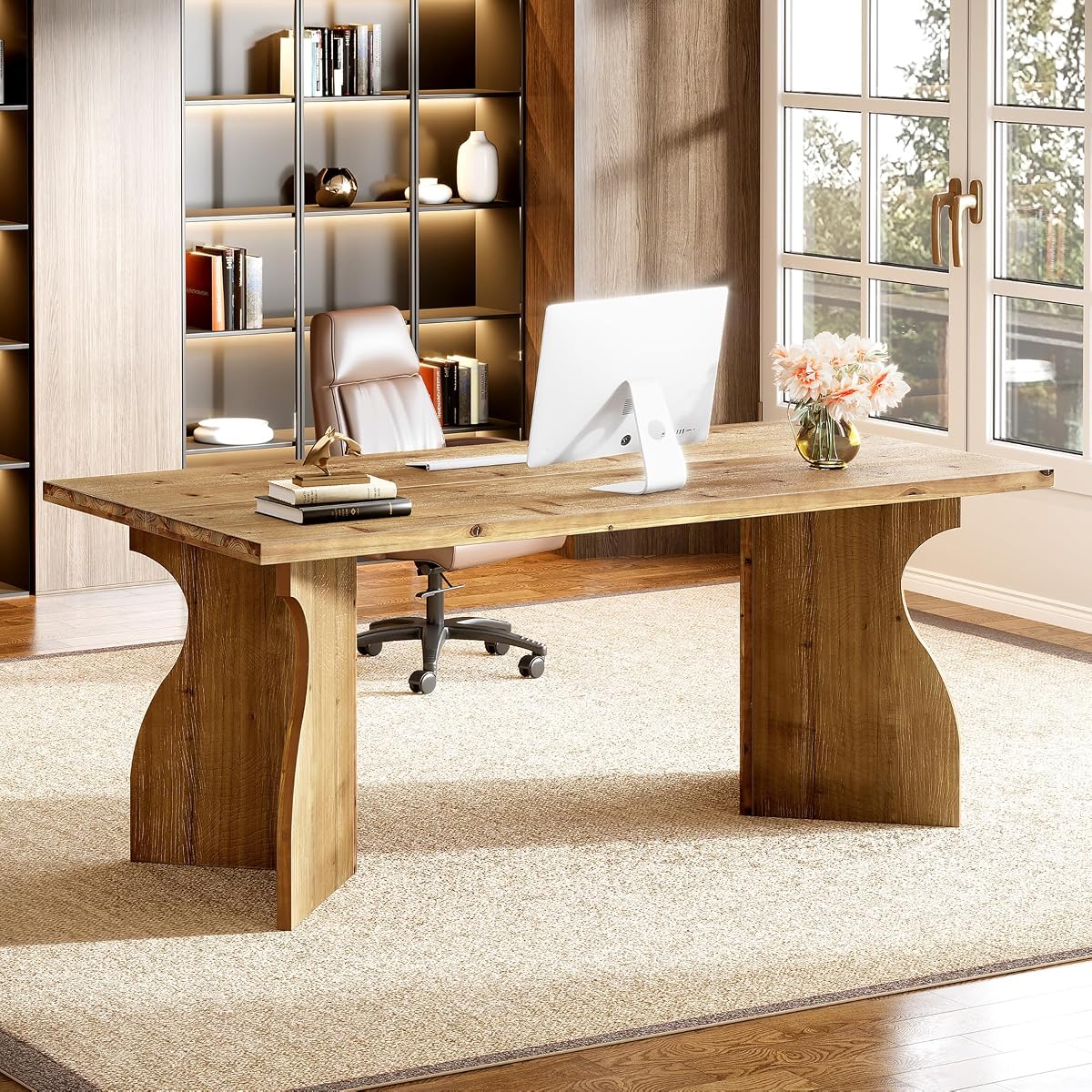 63-Inch Solid Wood Office Desk