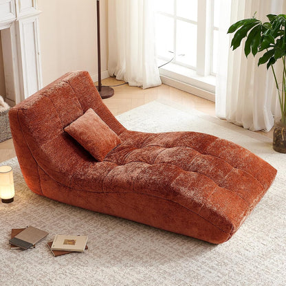 Chaise Lounge Chair with Curved Back, Modern Upholstered Recliner Sofa