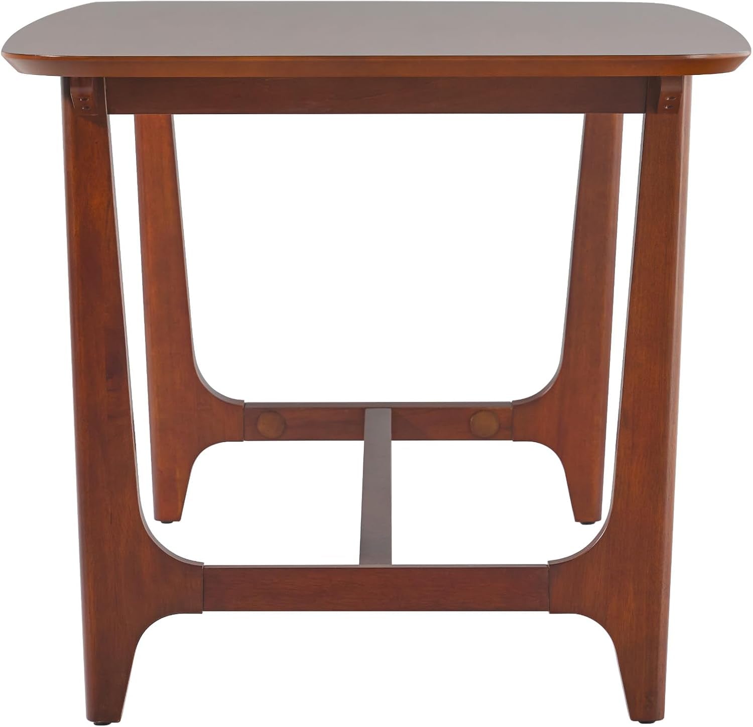 Mid-Century Modern Solid Wood Trestle Base Dining Table, 60 Inch, Walnut Veneer