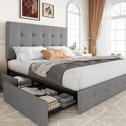 Storage Bed Frame with 4 Underbed Drawers