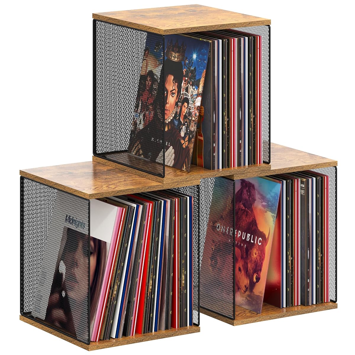Dmevkic 3 Cube Vinyl Record Storage
