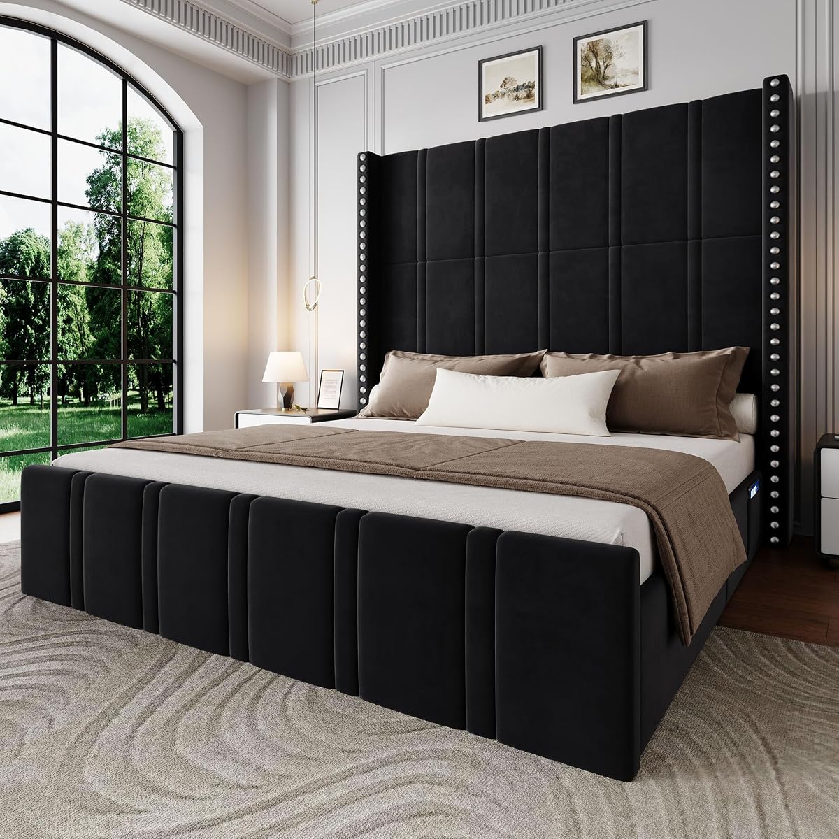 Black King Size Bed Frame and Headboard