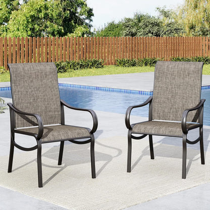 Patio Dining Chairs Set of 2, Deck Chairs with Breathable Quick-Drying Textilene Fabric & Sturdy Metal Frame, Outdoor Furniture Dining Chairs for Bistro Balcony Patio Yard