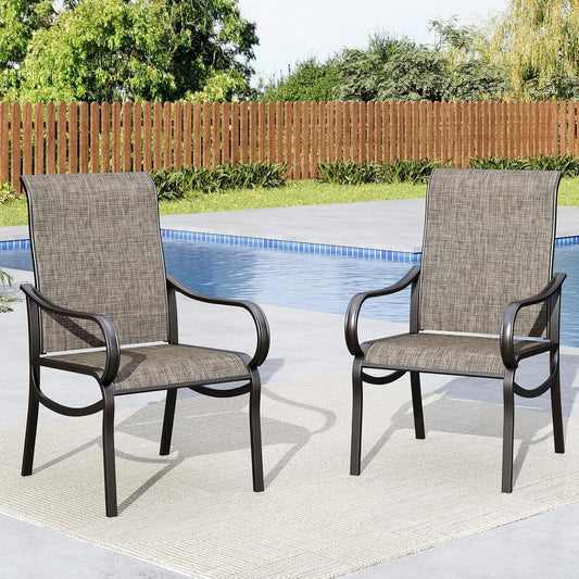 Patio Dining Chairs Set of 2, Deck Chairs with Breathable Quick-Drying Textilene Fabric & Sturdy Metal Frame, Outdoor Furniture Dining Chairs for Bistro Balcony Patio Yard