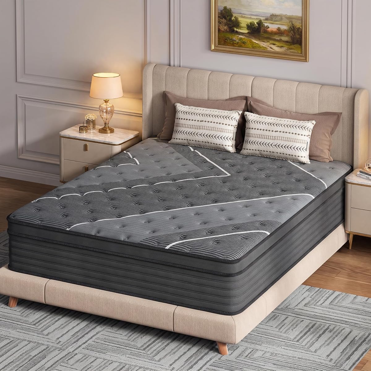 Queen Mattress 12 Inch Hybrid Mattress, Pocket Coils Memory Foam
