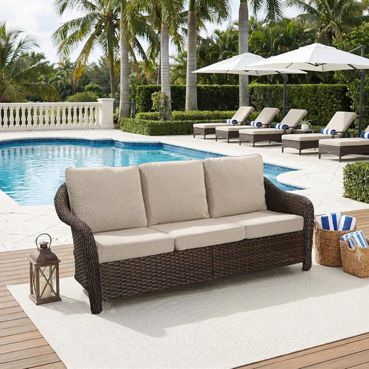 77 inch Outdoor Wicker 3 Seater Sofa
