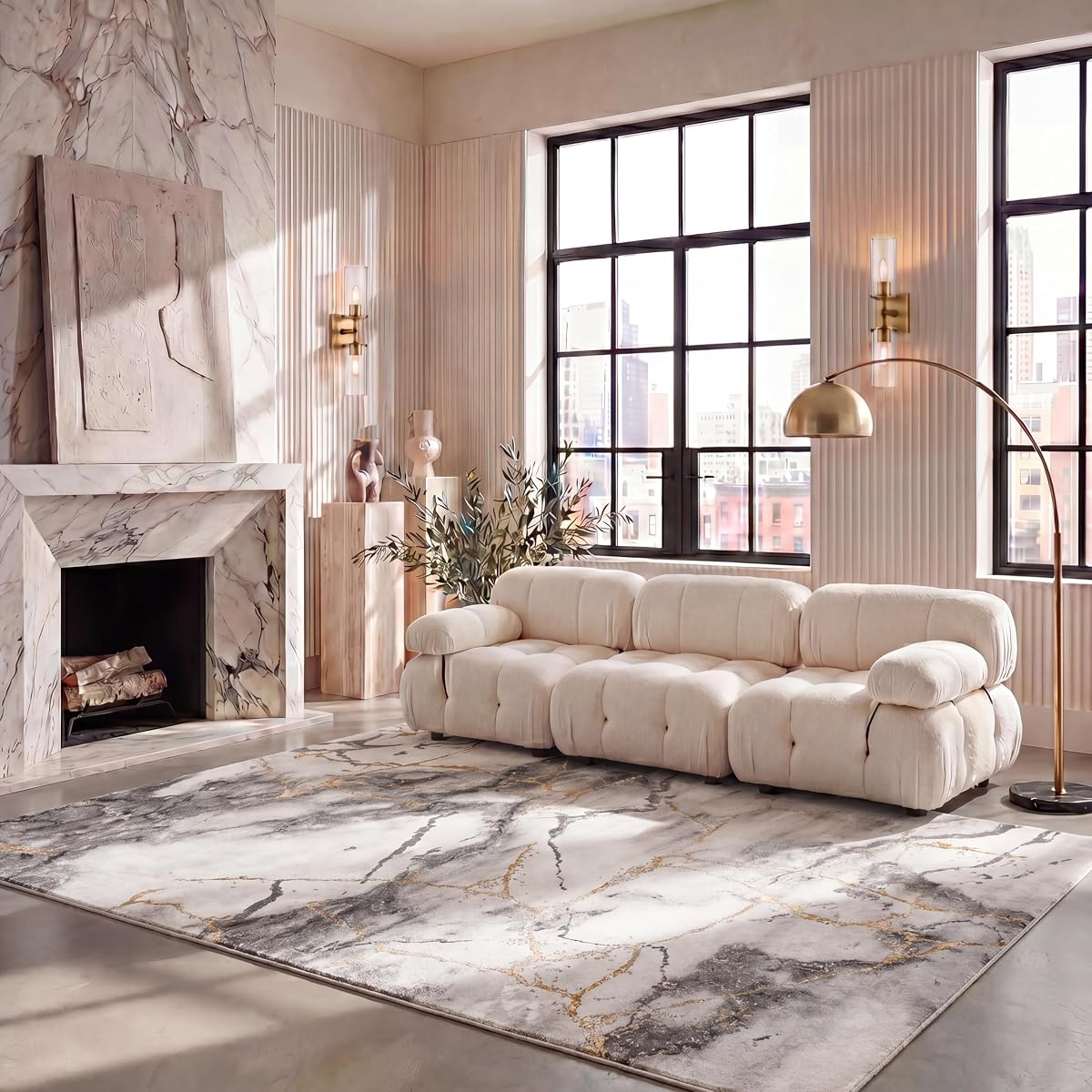 SAFAVIEH Craft Area Rug 6'7"x9', Modern Grey & Gold CFT877F
