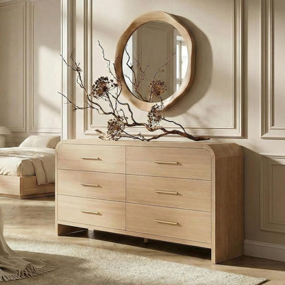 Curved 6-Drawer Dresser for Bedroom, 54" Wide Modern Chest of Drawers